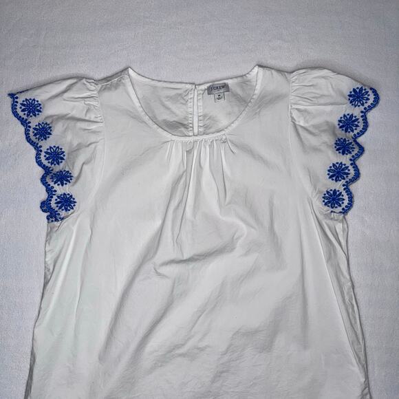 White with Blue J. Crew Embroidered Blouse - Picture 6 of 11